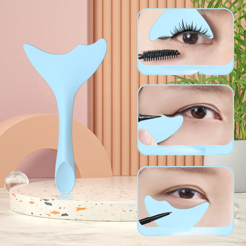 Blauwe 3 In 1 Wimper Oogschaduw Eyeliner Applicators Gids Voor Make-Up Herbruikbare Oogstencils Masker Applicator Make-Up Hulpmiddelen