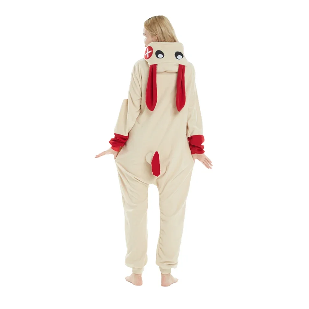 Hasen-Minun-Plusle-Onesies Kigurumi Erwachsenen-Anime-Halloween-Cosplay-Kostüm Damen-Hasen-Pyjama Homewear Schlafanzug – Detail 8