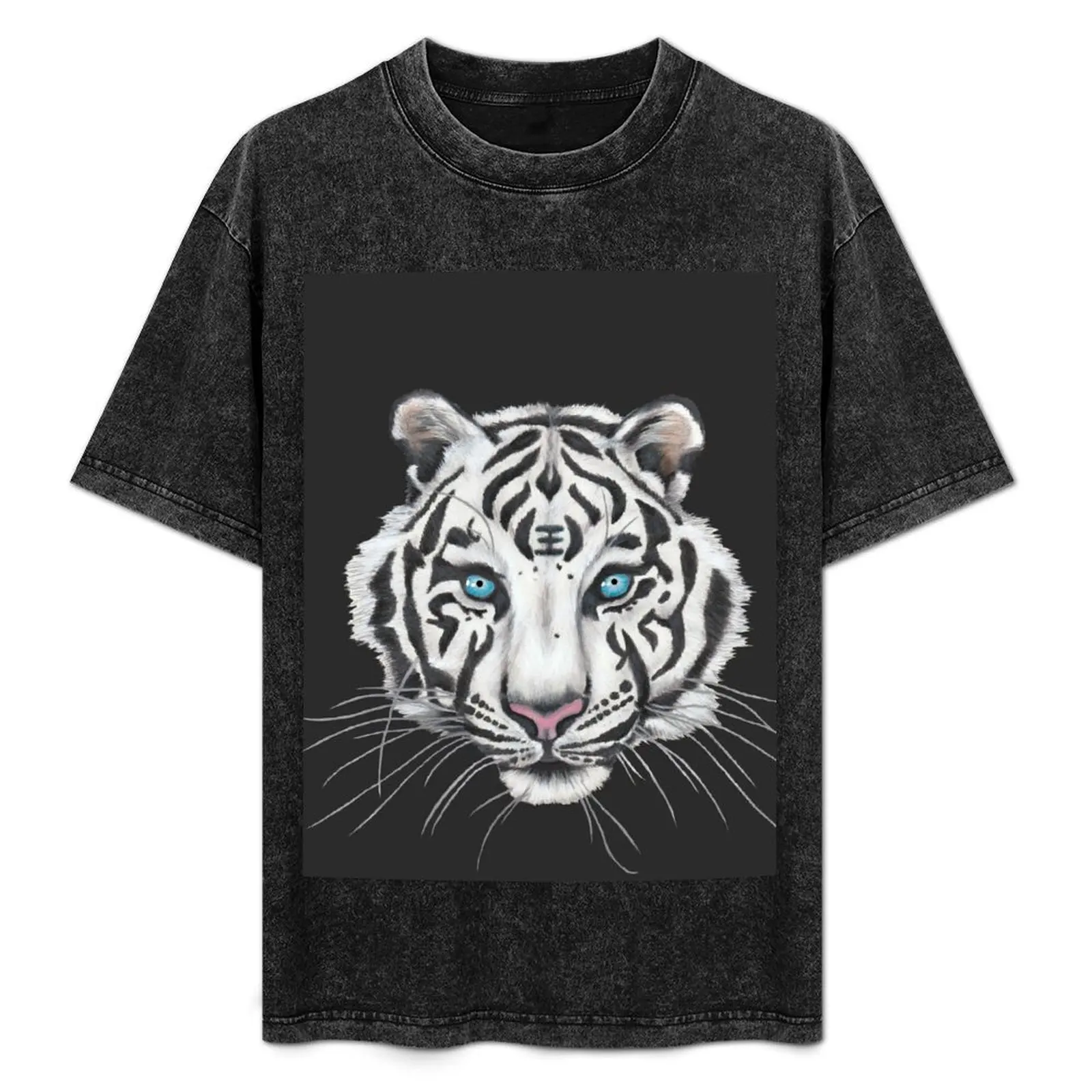 

Western White Tiger T-Shirt Basic Solid Color Short Sleeve Cotton Top
