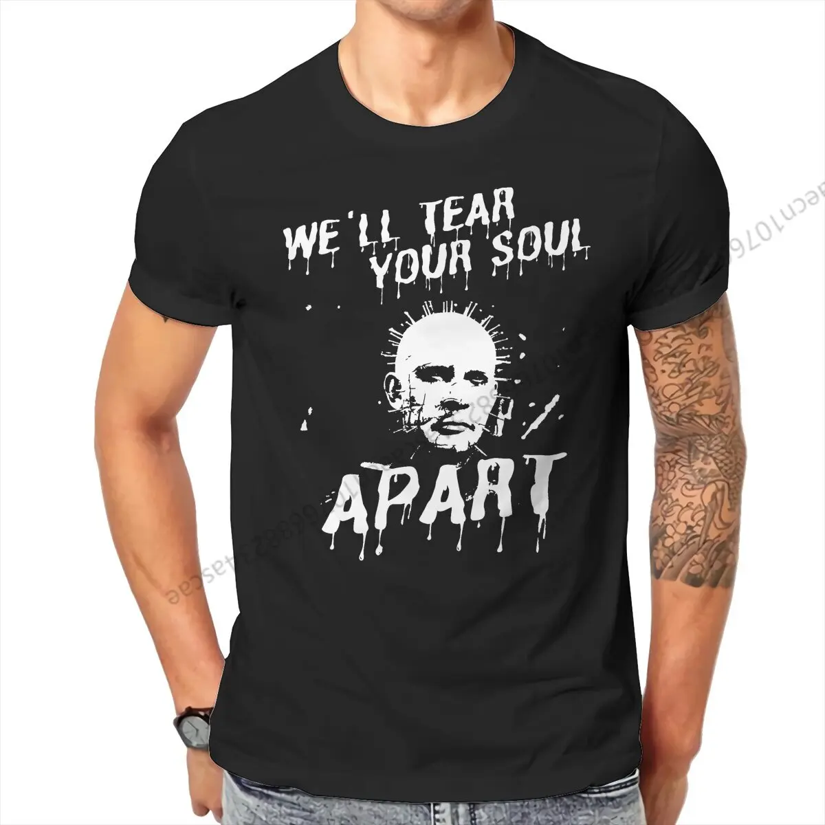 Tear Your Soul Apart Hellraiser Horror Movie Men T Shirt Crewneck TShirt Cotton Streetwear