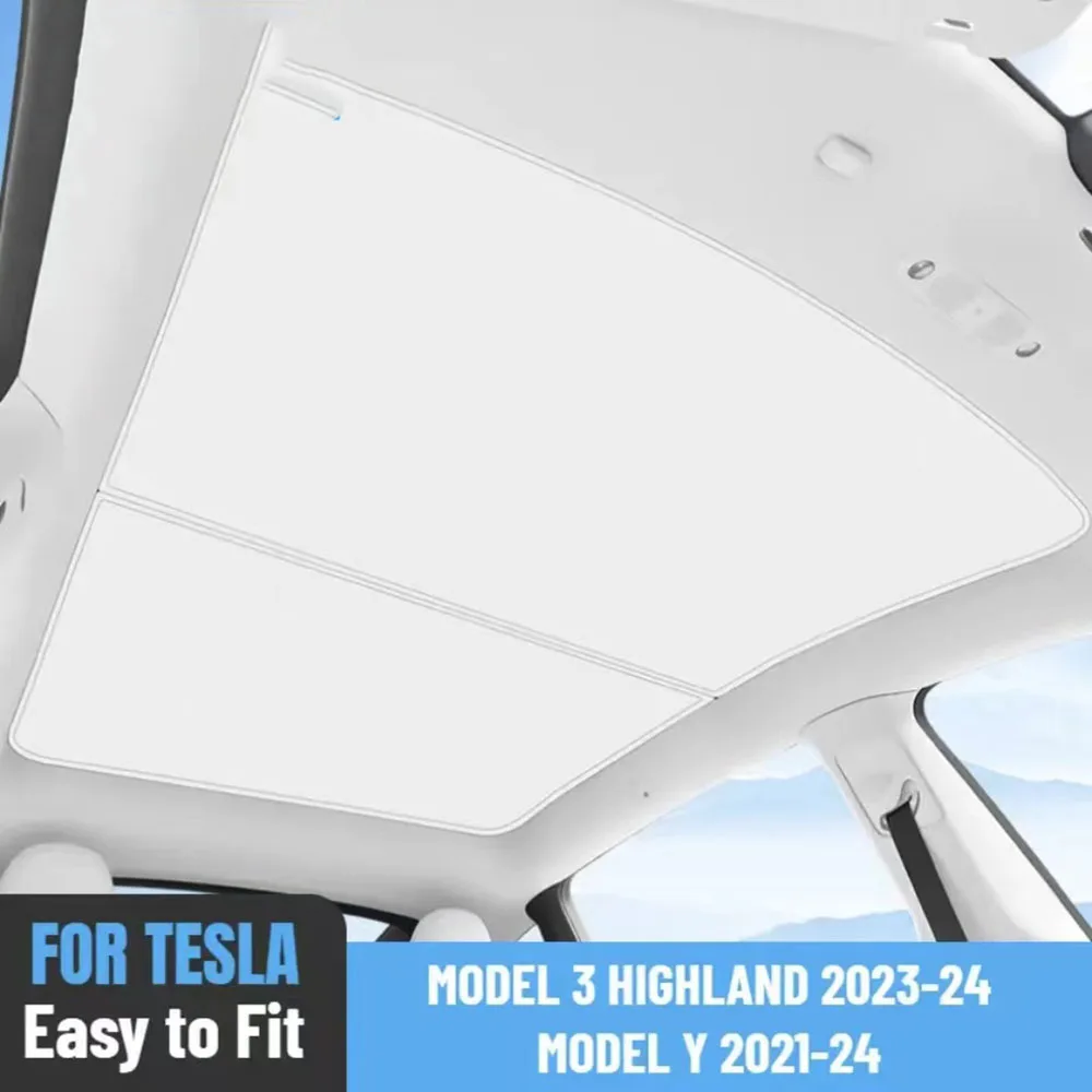 

Sunroof Sunshades Ice Cloth Buckle Sun Pare Glass Front Rear Skylight Accessory For Tesla Model 3 Highland Model Y 2021-2024