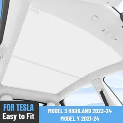 Sunroof Sunshades Ice Cloth Buckle Sun Pare Glass Front Rear Skylight Accessory For Tesla Model 3 Highland Model Y 2021-2024
