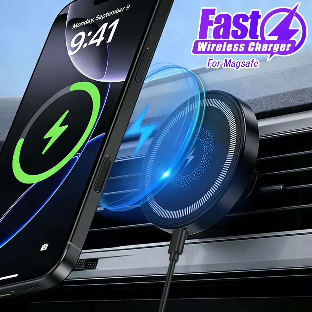 Car Magnetic Wireless Charger Air Vent Phone Holder Stand Fo
