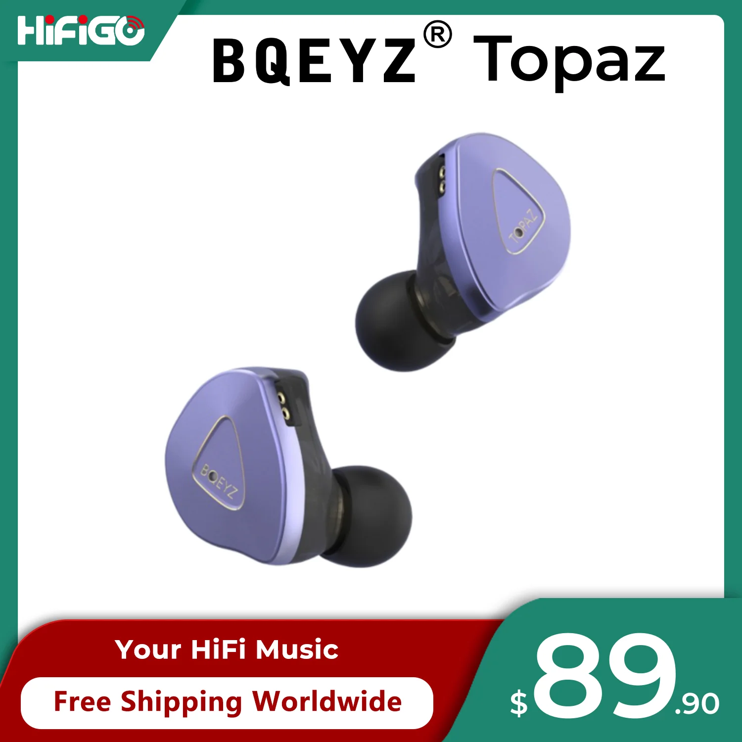 

BQEYZ Topaz in-ear Hybrid Driver Earphone Dynamic Piezoelectronic Drivers IEMs with Replaceable Cable 2.5/3.5/4.4mm Plug