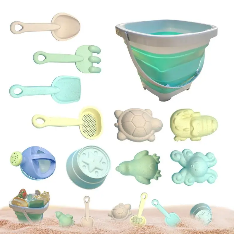 

Beach Toys 11PCS Foldable Sand Bucket And Shovels Animal Sand Toys Colander Sand Shovels Animal Sand Molds Kettle For Boys Girls