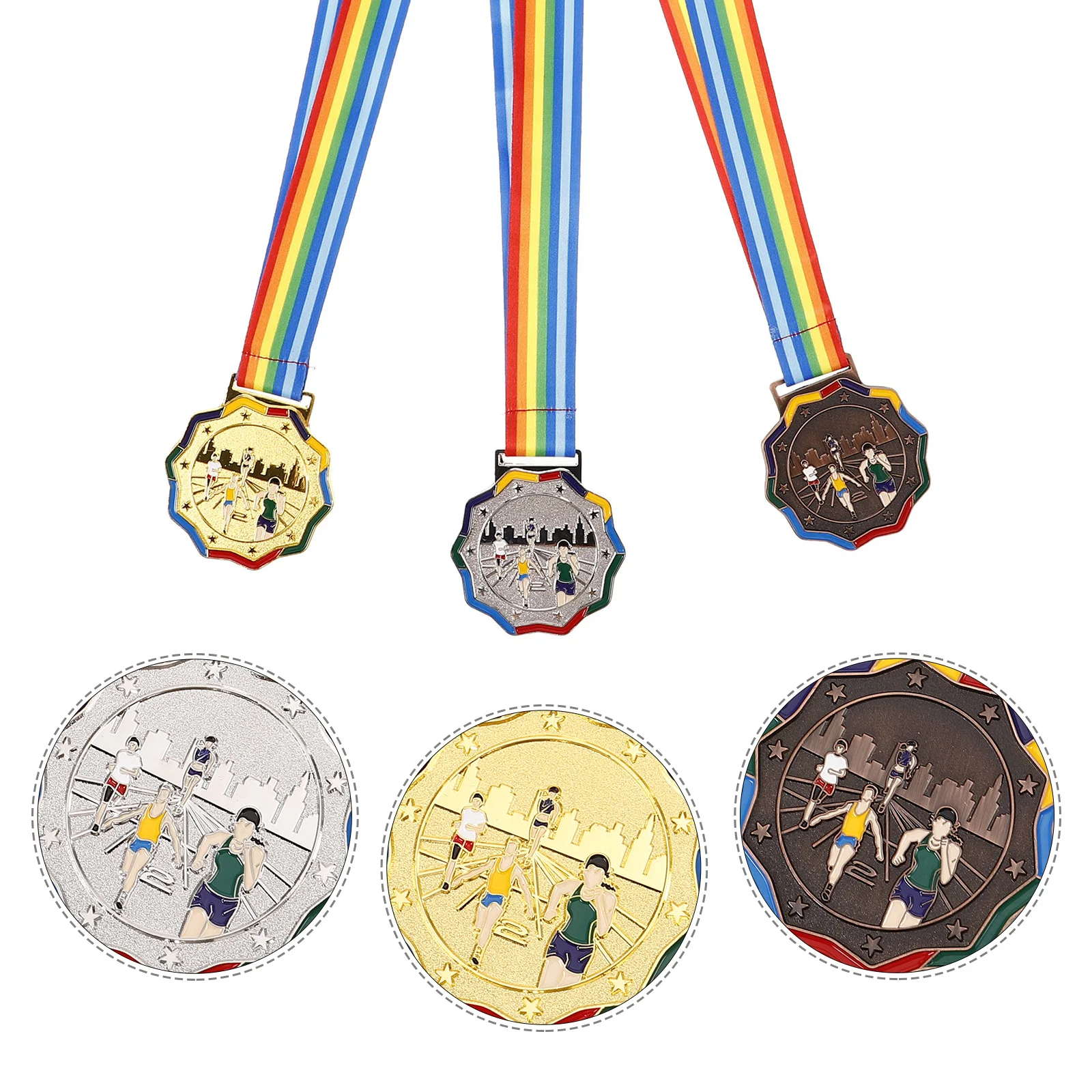 

3Pcs Sports Award Medals Zinc Alloy Durable for Party Favors Hanging Lanyard Medals Competition Prizes