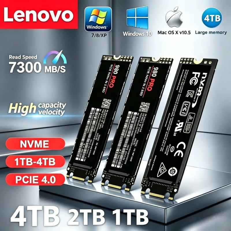Lenovo 1TB 2TB 4TB  M.2 NVMe PCIe 4.0 SSD 980Pro 990Pro Solid State Drive Compatible with Laptop and Desktop PC