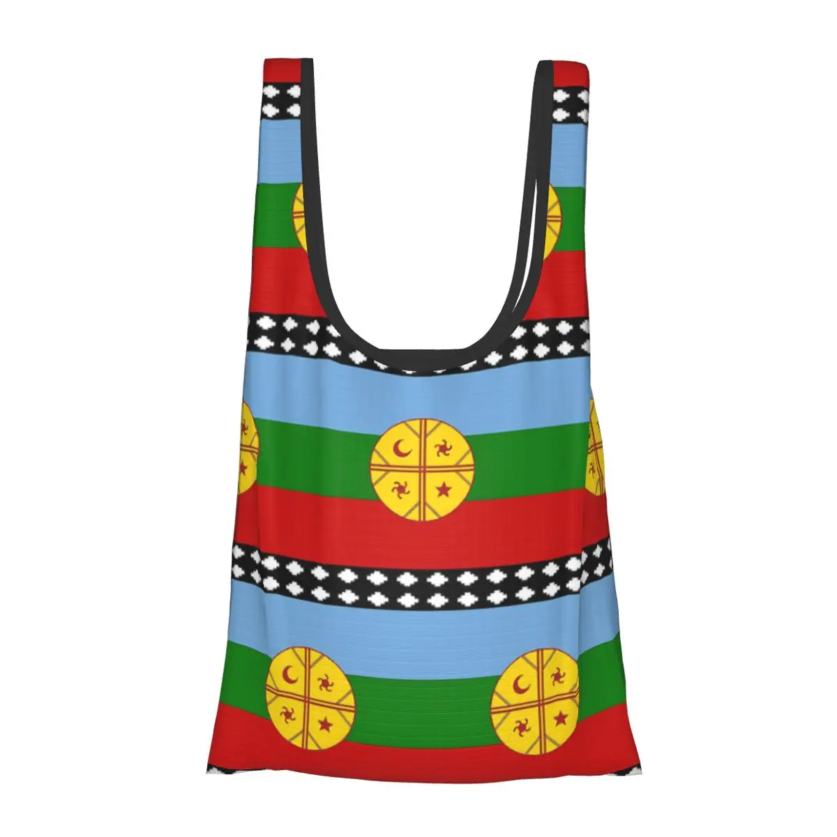 

Флаг Кленачи Bandera Mapuche Портативная сумка-тоут для покупок Большая вместительная сумка-шоппер Продуктовая сумка Сумка на плечо