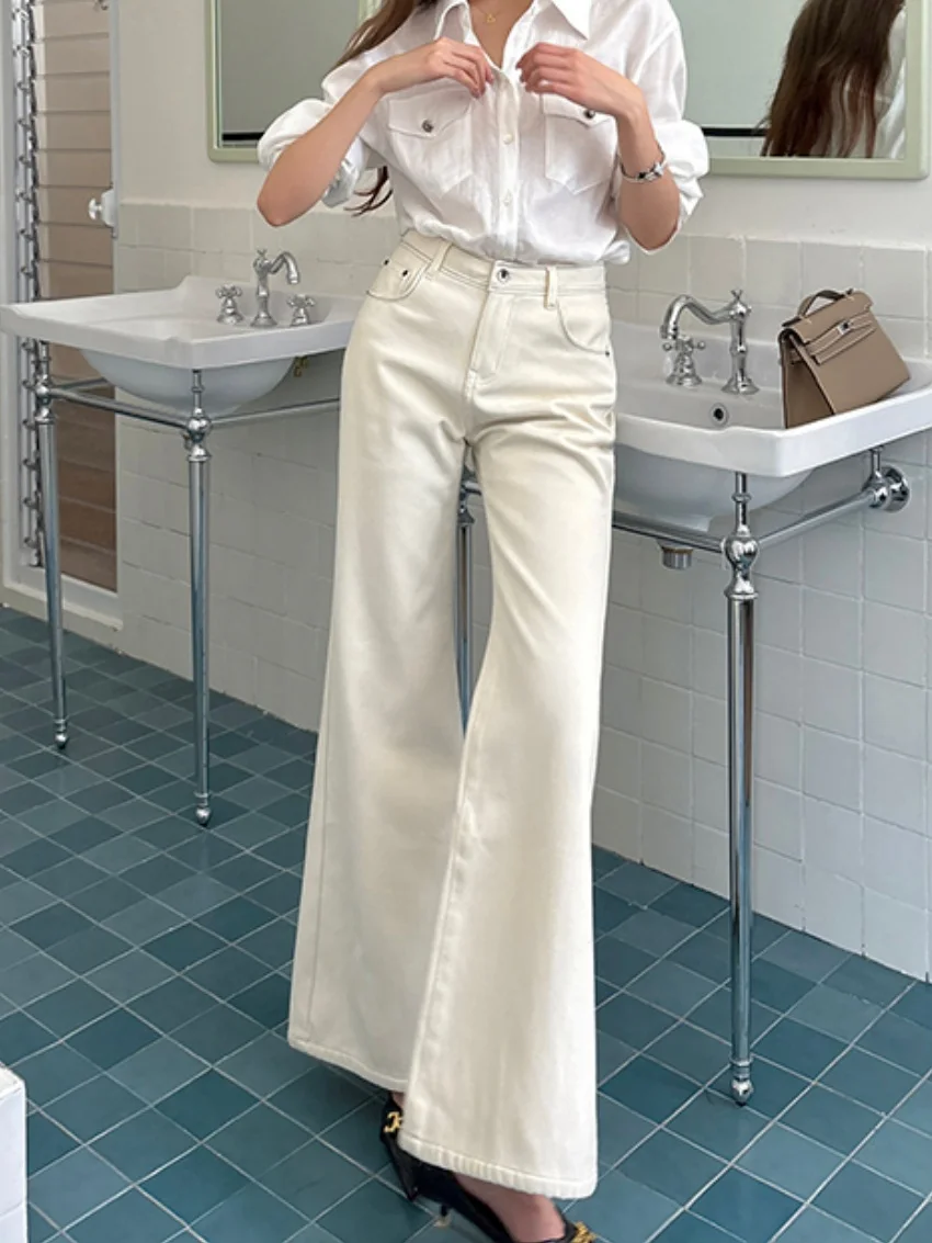 Alien Kitty 2025 nouveau jean évasé en peluche femmes hiver Denim taille haute décontractée Streetwear mince élégant tout Match bureau dame