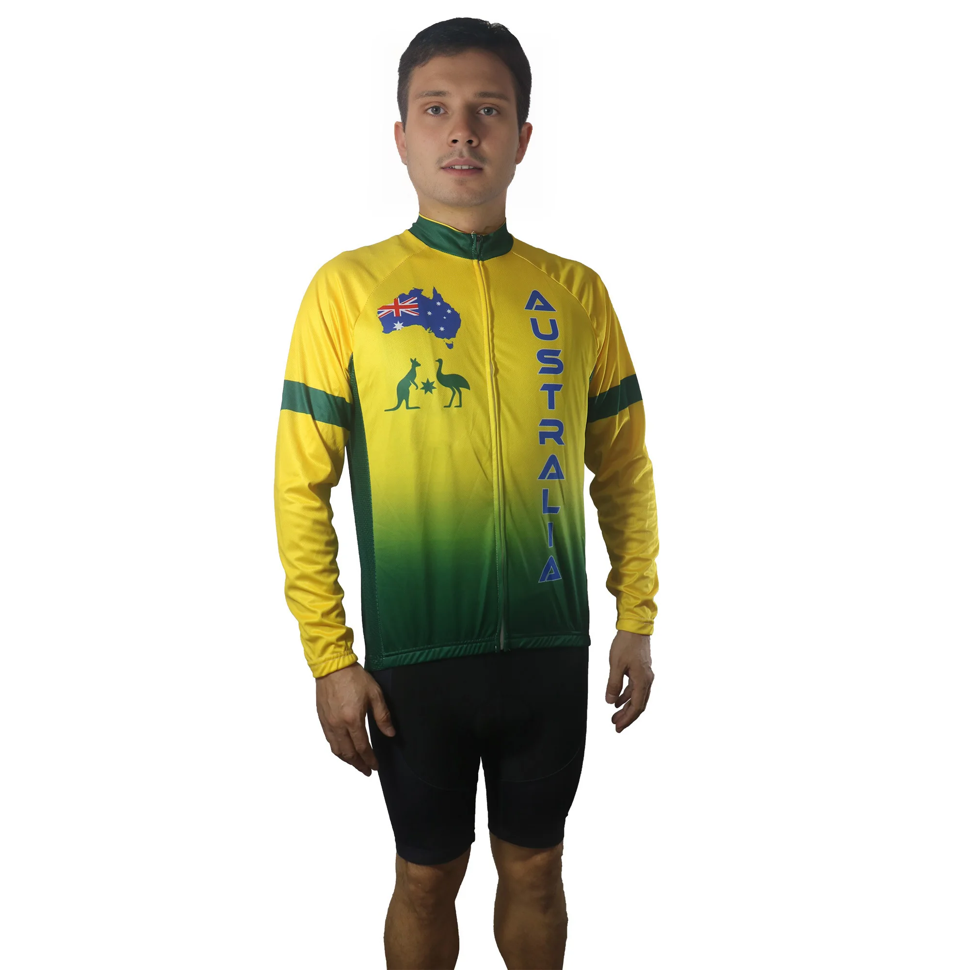 Pro Cycling Jacket, Australia Long Sleeve Shirt, Road Mountain Bike, Road Ride Top, MTB, Bike Clothing, Rider's Top