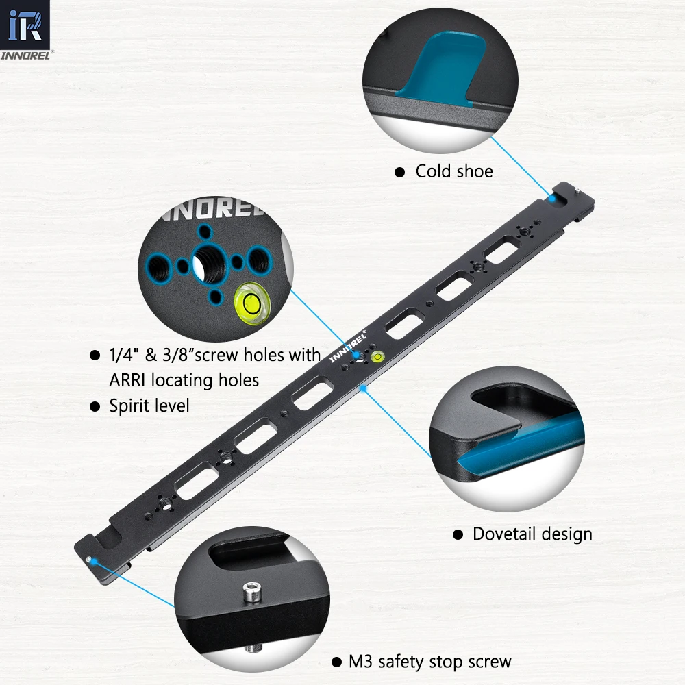 INNOREL RS50 50cm All Aluminum Alloy Dual Dovetail Quick Release Extender Rail Sliding Arca Plate for Camera Tripod Ballhead - view 2