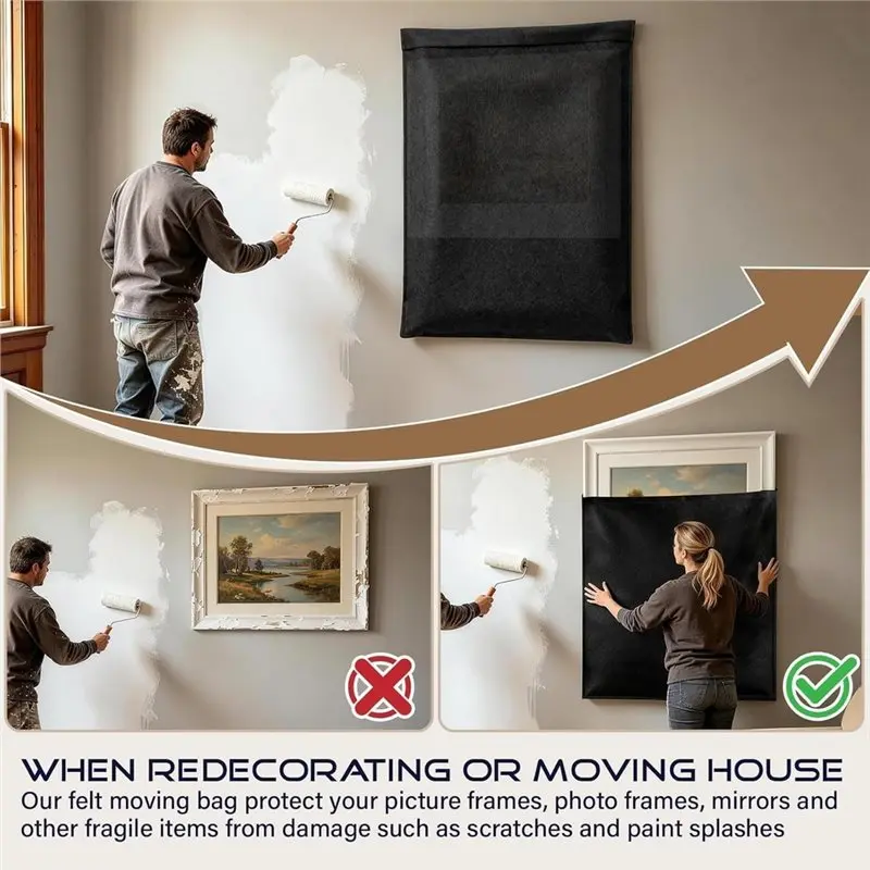 ABEZ Protective Pouch For Picture Frame Moving Bags 2Pcs Reusable Painting Frames Protector For Camping Home Travel