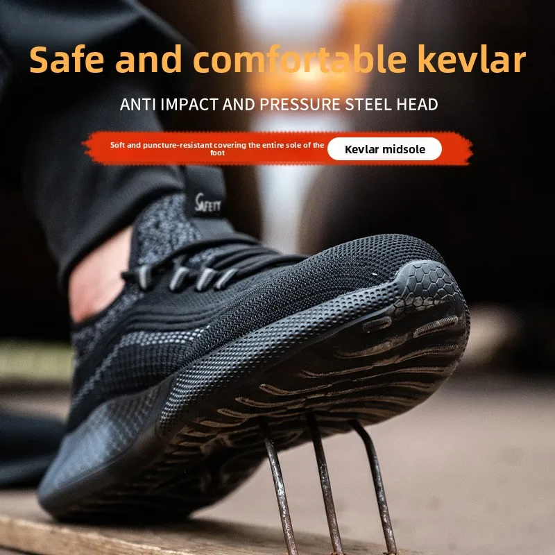 أحذية العمل أحذية السلامة أحذية حماية العمل الوقاية من الرائحة مكافحة تحطيم ثقب الرجال سلامة التنس الصلب تو أحذية السلامة