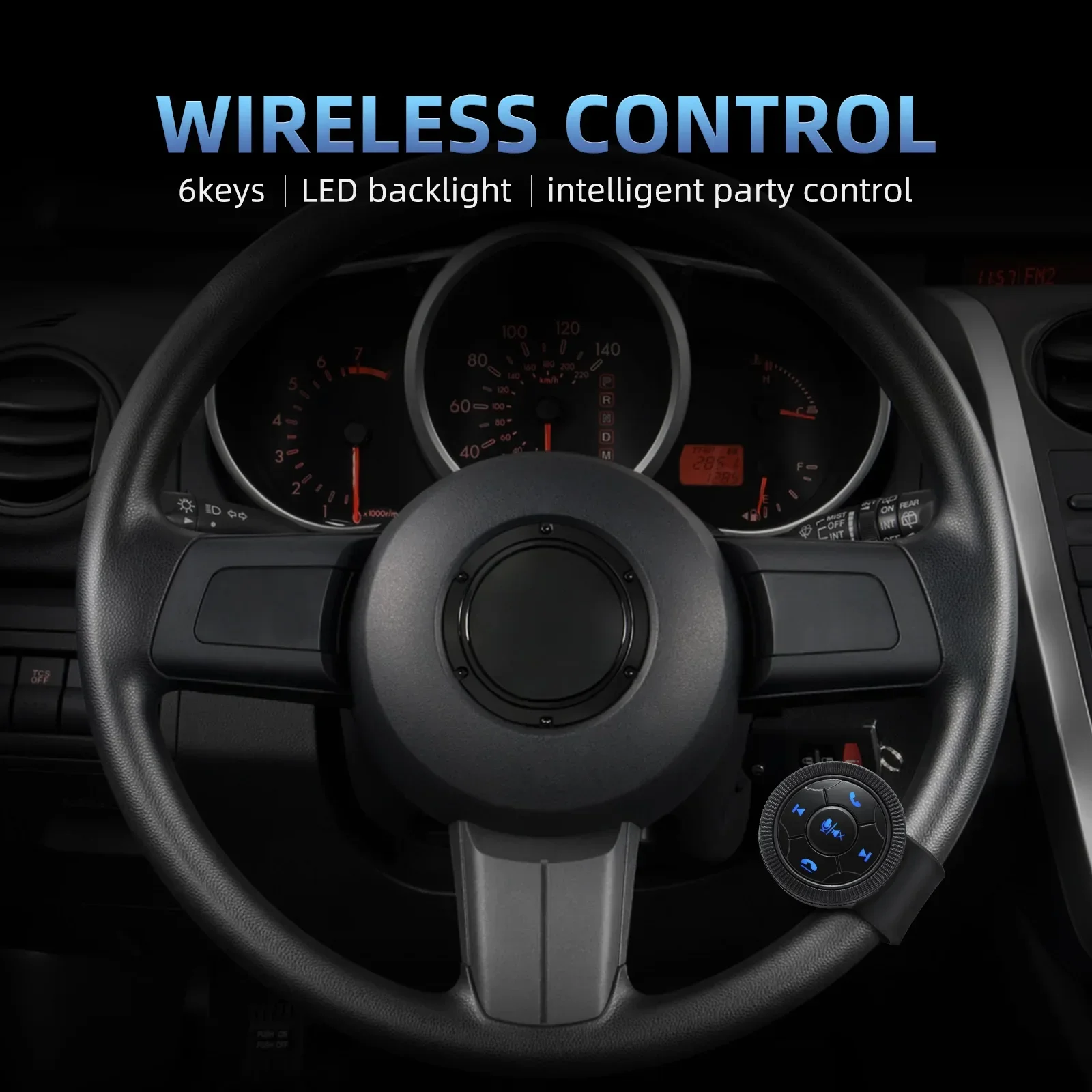 Wireless Steering Wheel Remote Control Buttons 6 Key Car Controller for Car Radio DVD GPS Multimedia Navigation Volume Adjuster