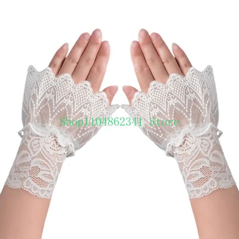 

652F Fashion Elastic Wrist Cuffs White Fake Sleeve Skirt Lovely Cosplay Maid Sleeves