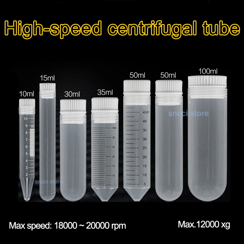 high speed Centrifugal Tubes 10ml-100ml Centrifugal Tubes Leak-Proof Test Tube with Lid Plastic Containers Max 2000rpm Test Tube