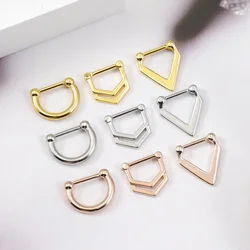 3Pcs Stainless Steel Hinged Nose Ring Hoops Triangle D Septum Rings Clicker Tragus Helix Cartilage Daith Rook Earring Piercing