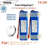 100% original 18650 14.4 V 4800mAh battery pack, suitable for iLife v3, V50 v5, V8s x750 robot vacuum cleaners.