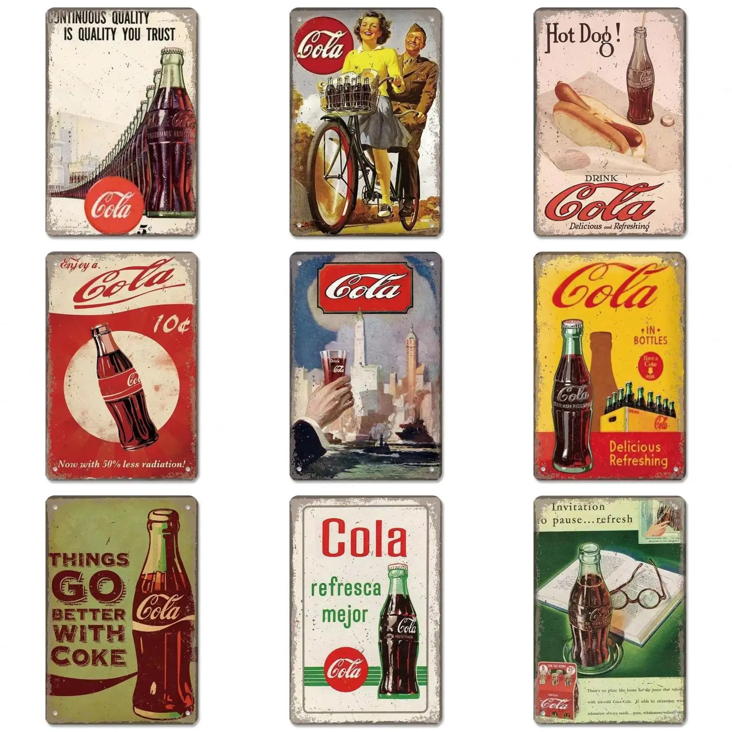 Vintage Metal Tin Signs Classics Colas Decorc Girls Drink Cola Bottles Metal Pl…