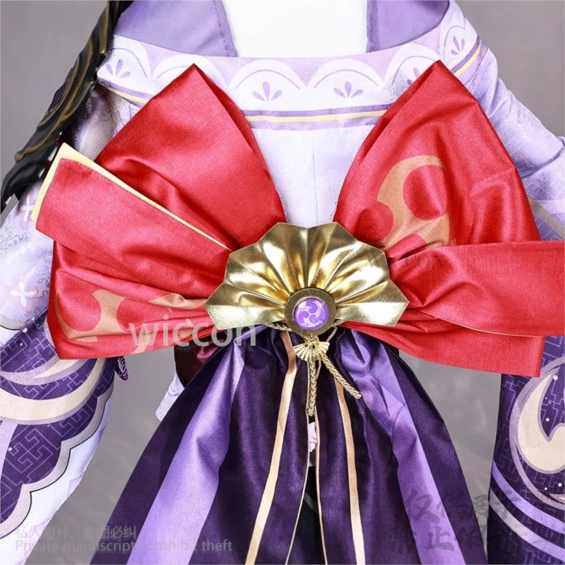 Costume Cosplay Raiden Shogun pour Femme, Kimono Japonais, Lolita, Robe, Perruque, Chaussures, Jeu d'Anime Genshin Impact, Halloween, Noël