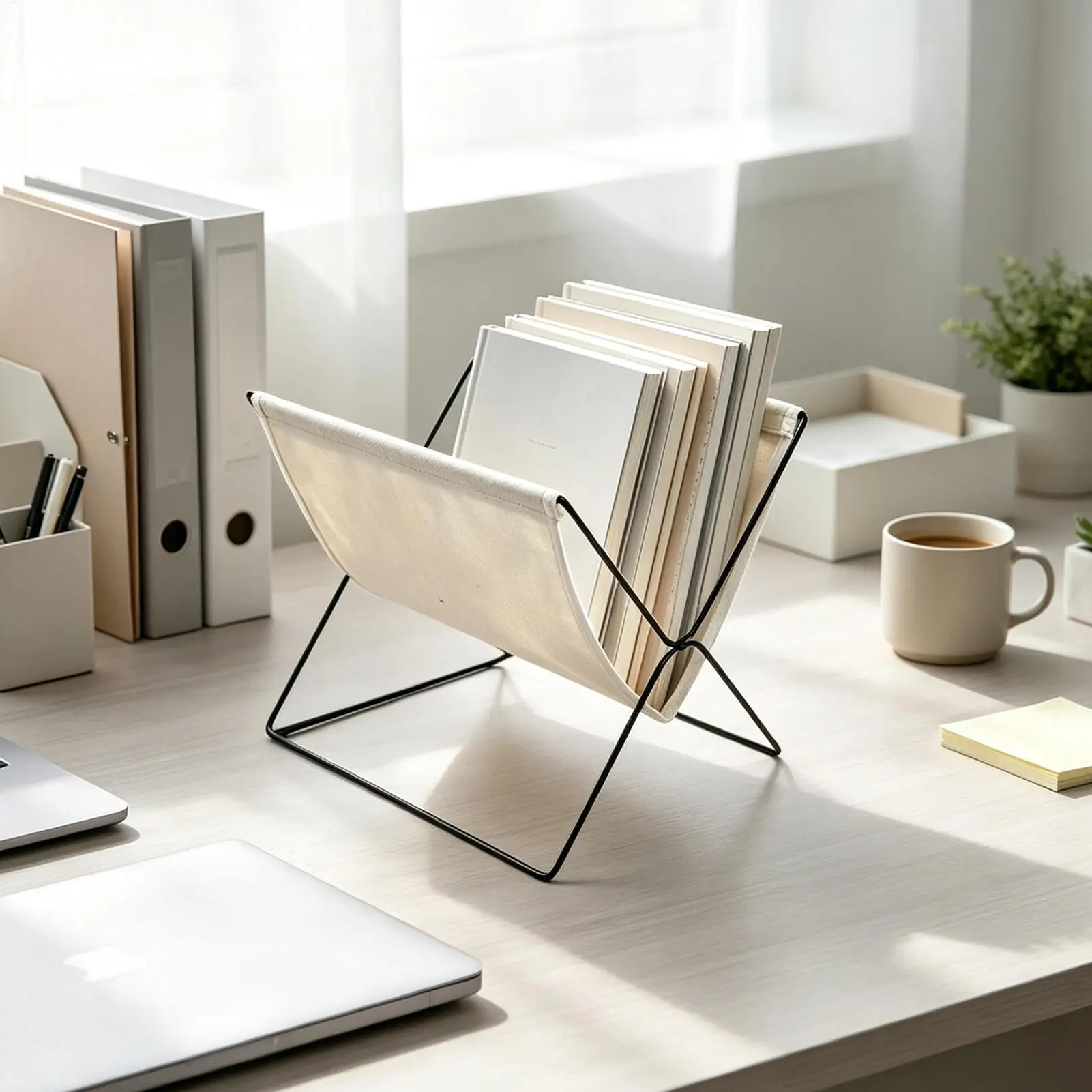 Fabric Desktop Storage Rack Space Saving Stable Decorative Foldable Office Tabletop Book Storage Rack for Office Bedroom Dorm