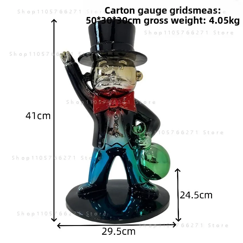 Home Decor Retro Gentleman Shape Decorative Resin Sculpture Electroplated Ornament Home Living Room Desktop Crafts Birthday Gift