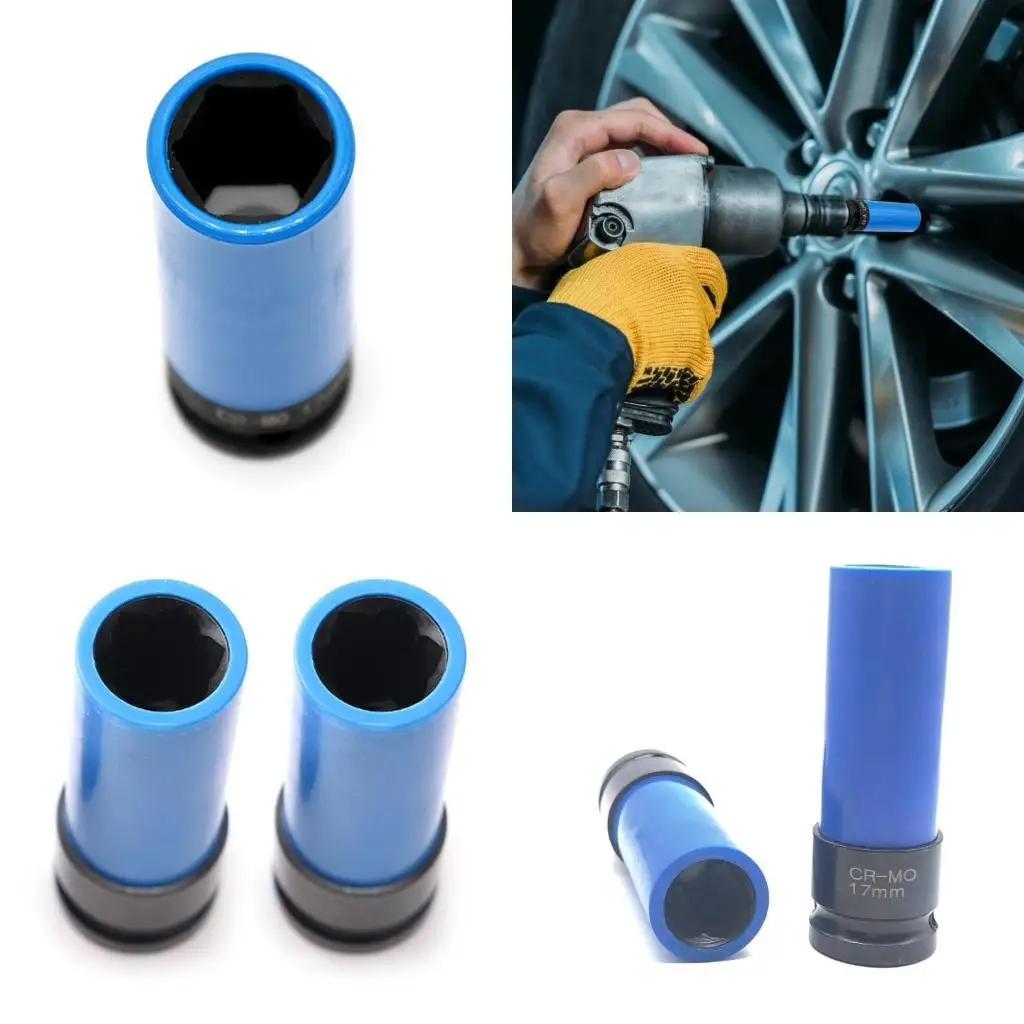 652F 2Pcs Wheel Lock Nut Removal Socket Wrench Car Garage Maintain Repair Tool 17mm