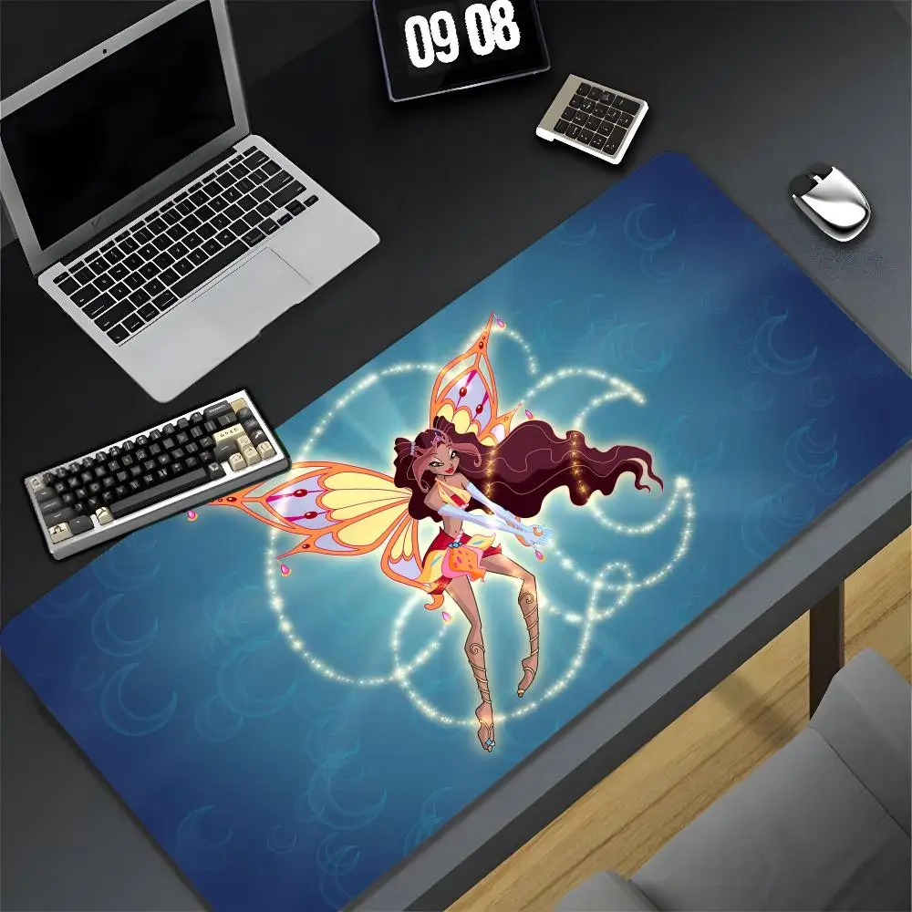 Girl Winx Catoon Clubs Mouse Pad XXL Gamer Gaming PC Computer Otaku Locking Edge DIY Customized Photo Laptop Notebook Desk Mat