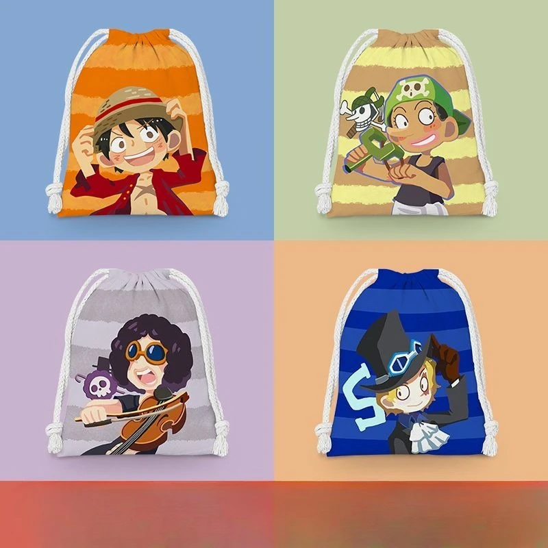 

One Piece anime bundle pocket cute cartoon Luffy Chopper Sanji Zoro portable sundries storage drawstring small cloth bag gift
