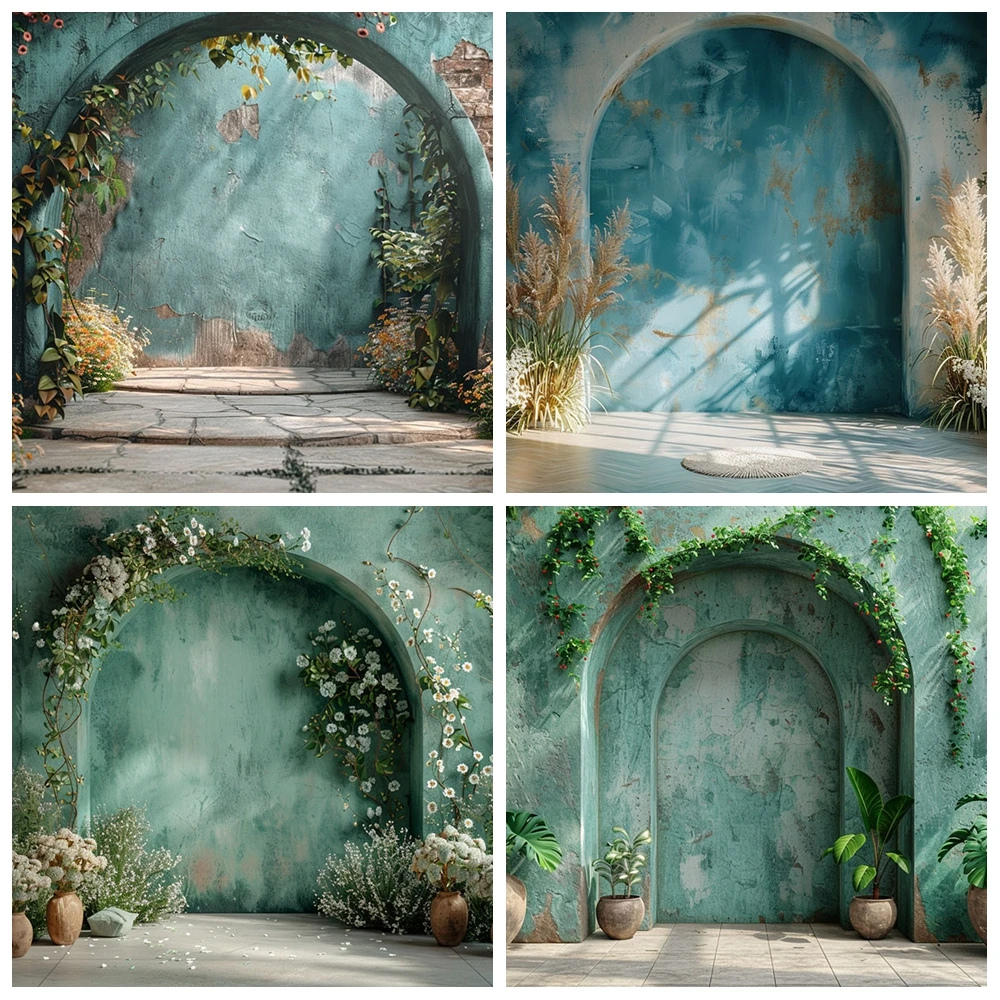 

Green Room Photography Background Bohemian Flower Arch Adult Birthday Wedding Pregnant Woman Portrait Decoration Background