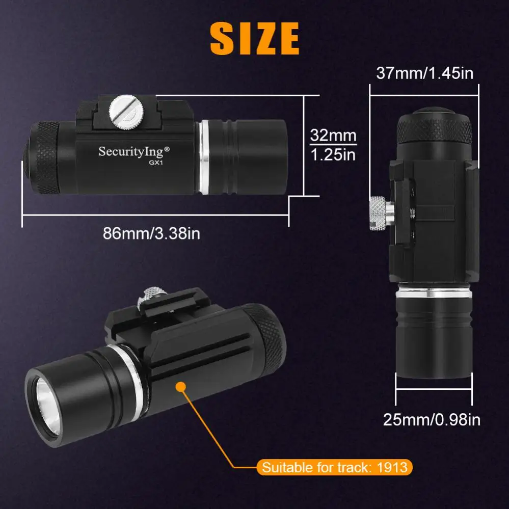 Linterna compacta para pistola táctica Picatinny MIL-STD-1913, minilinterna de caza, resistente al agua, montada en riel