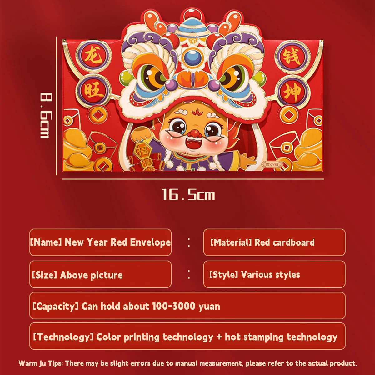 4Pcs 2024 New Cartoon Three-dimensional Dragon Year Zodiac Red Packet Personalized Creative New Year Spring Festival Lucky Money