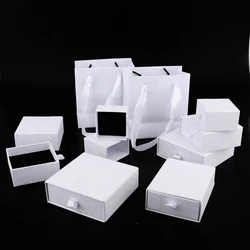 1Pc White Golden Spot Thick Kraft Paper Drawer Jewelry Box Greeting Card for Necklace Bracelet Ring Gift Display Case Packaging