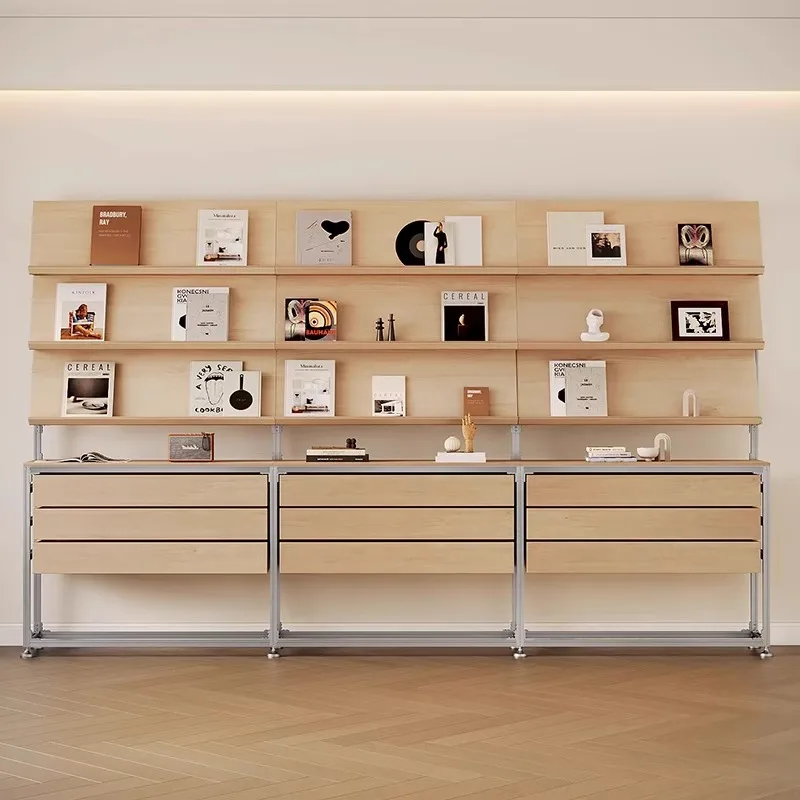 Birch Ocean Panel Industrial Wind Aluminum Profile Display Shelf Shelf Storage Exhibition Bookshelf File Drawer Display Sample