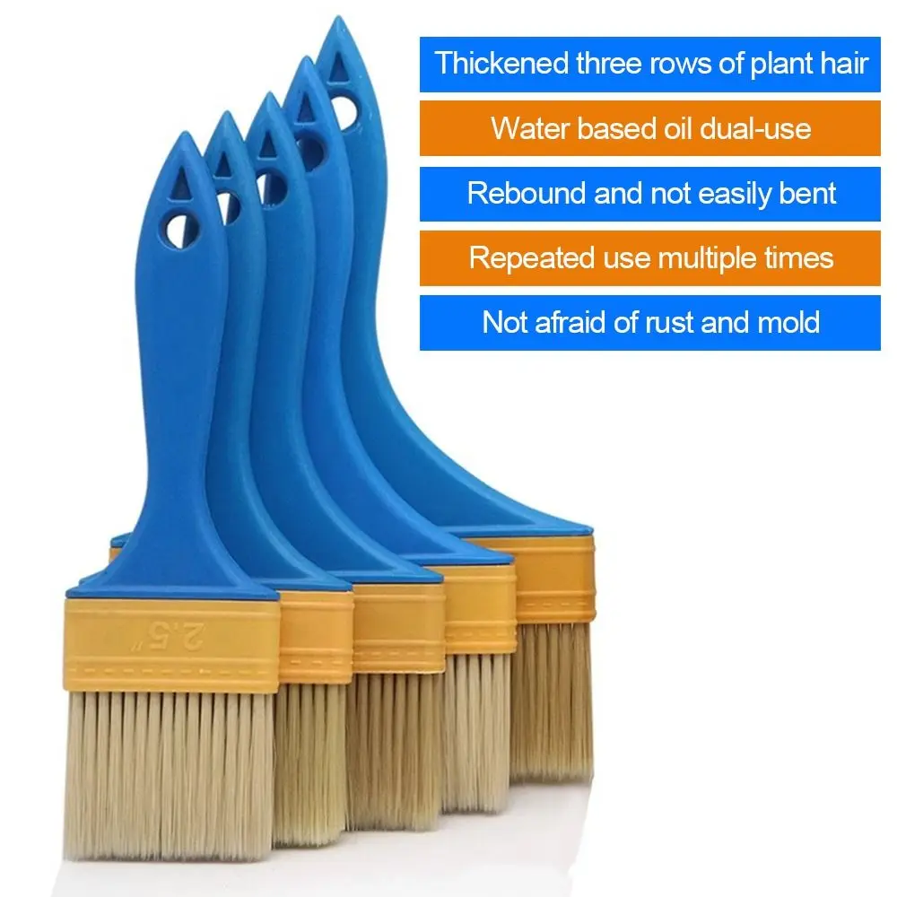 

Набор из 5 кистей с нейлоновой щетиной для гладкого нанесения, универсальные инструменты для покраски стен, пластиковая ручка, кисть для латекса, для покраски стен