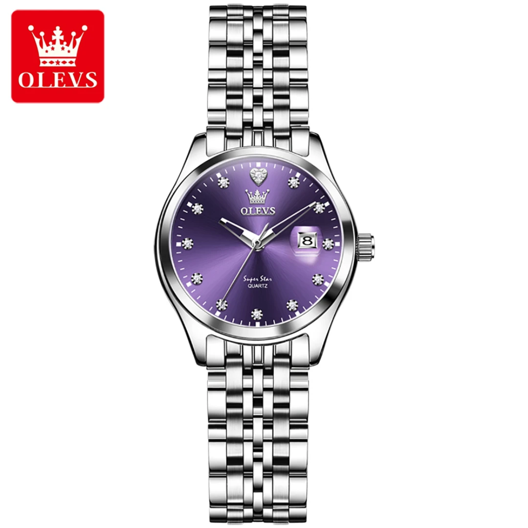 

OLEVS 5649, модные кварцевые часы, подарок, ремешок для часов из нержавеющей стали, наручные часы с круглым циферблатом, календарь