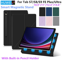 HUWEI Magnetic Case For Samsung Galaxy Tab S9 FE S7 S8 Plus S9FE S7FE S9+ S8+ S8 S9 Ultra Talbet Stand Smart Shell Cover Cases