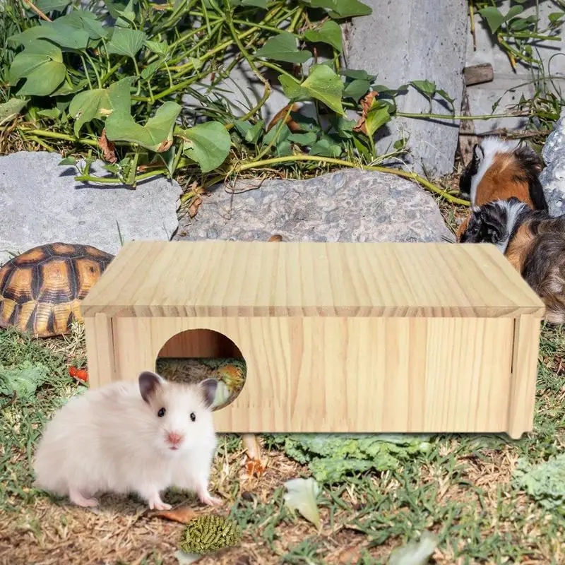 Multi-chamber Hamster House Maze Rectangle 2-Chamber Hamster Hideout Wooden House Small Animal Tunnel Toys Chamber-Maze Hamster