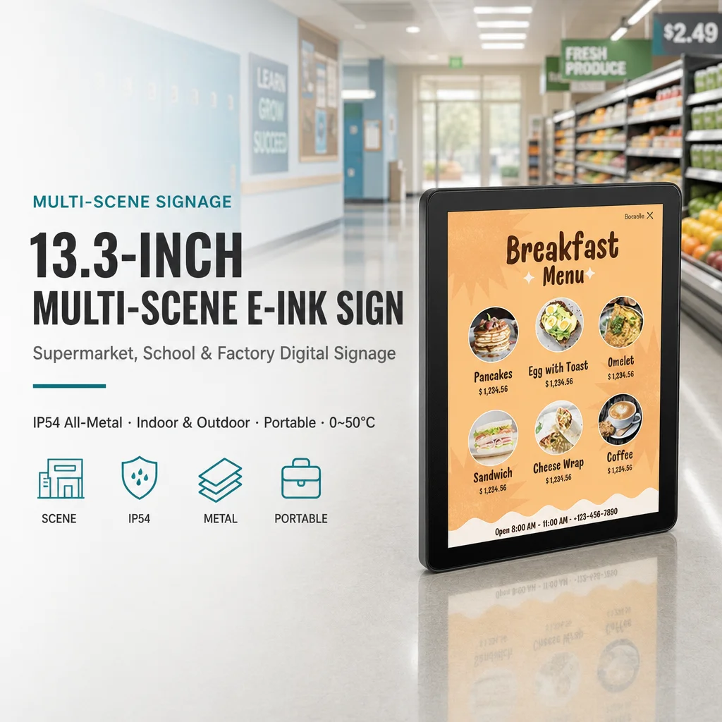 13.3 Inch E Ink Spectra 6 Color Digital Signage Display WiFi 4G Cloud Management Retail Advertising OEM Supported Low Power