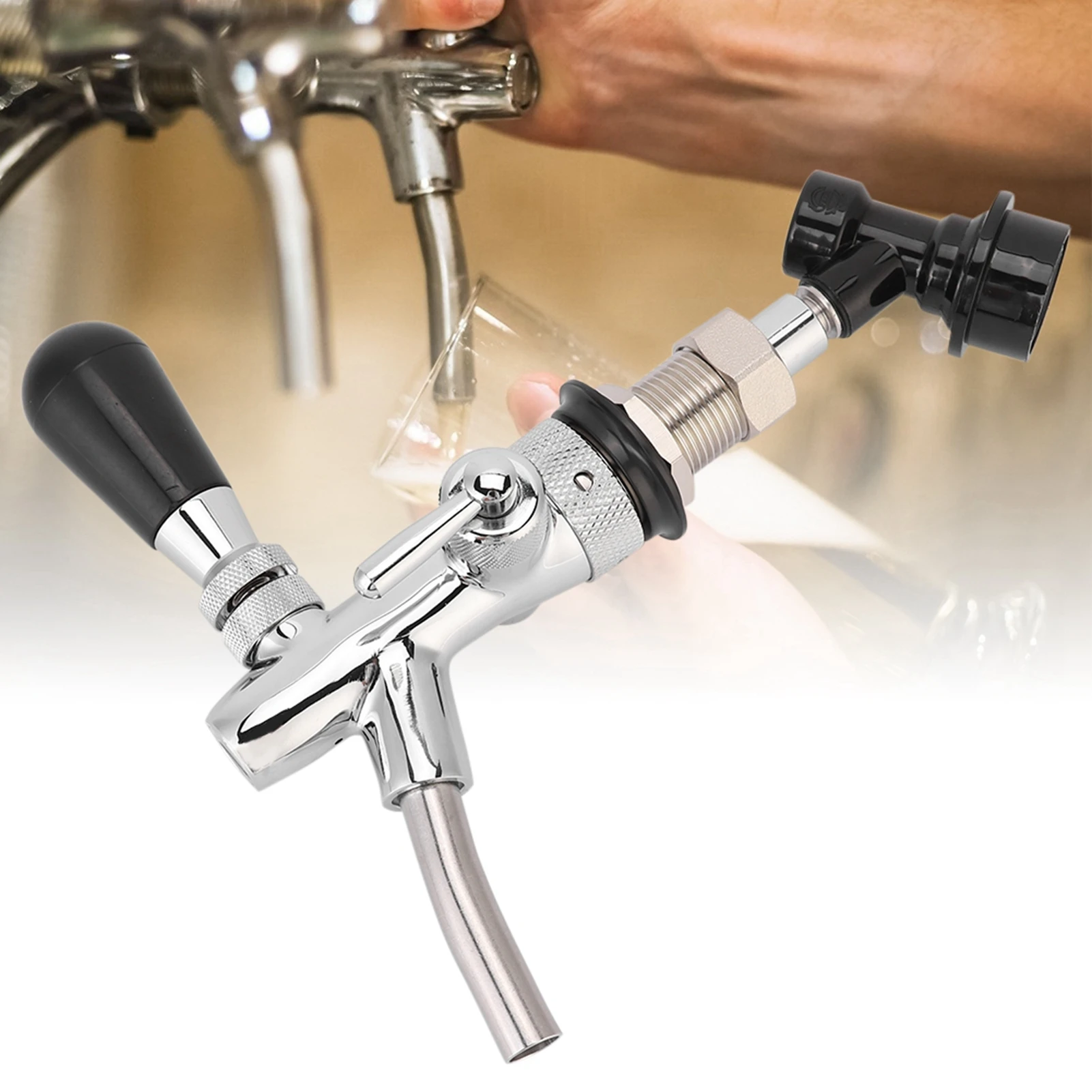 

Adjustable Flow Control Beer Tap with Ball Lock Liquid Disconnect Shank Chrome for Faucet Homebrew Keg Adjustable liquor flow