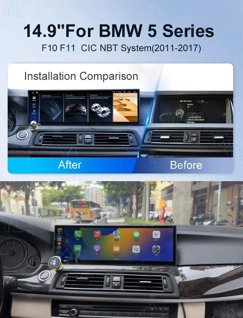 14.9Inch Android 14 For BMW 5 Series F10 F11 F18 2011-2017 CIC NBT Auto Car Radio Multimedia Stereo Player GPS Carplay Autoradio