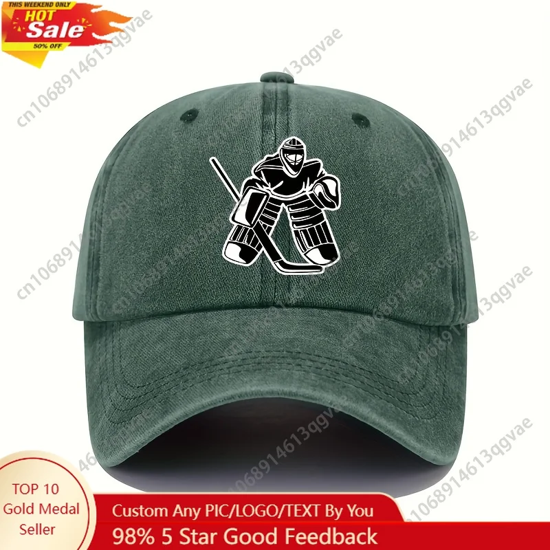 

Hockey Goalie Graphic Baseball Cap - Lightweight Adjustable Stretch Fit Unisex Sun Hat for Sports & Casual Wear, All-Season Comf