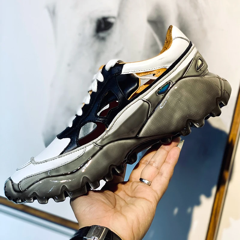 

New Fashion Summer Summer Hollow Sports Sandals Men Shoes Height Increasing Youth Casual Shoes Male Lace Up Sneakers