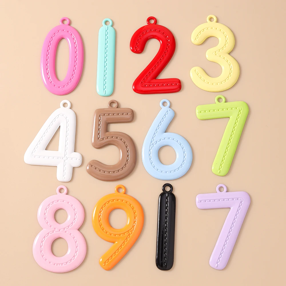 Leslie 5 Stück 51 mm niedliche 0-9 Zahlenanhänger für Schmuckherstellung, DIY Ohrringe, Anhänger, Halsketten, Armbänder, Bastelbedarf – Detail 5