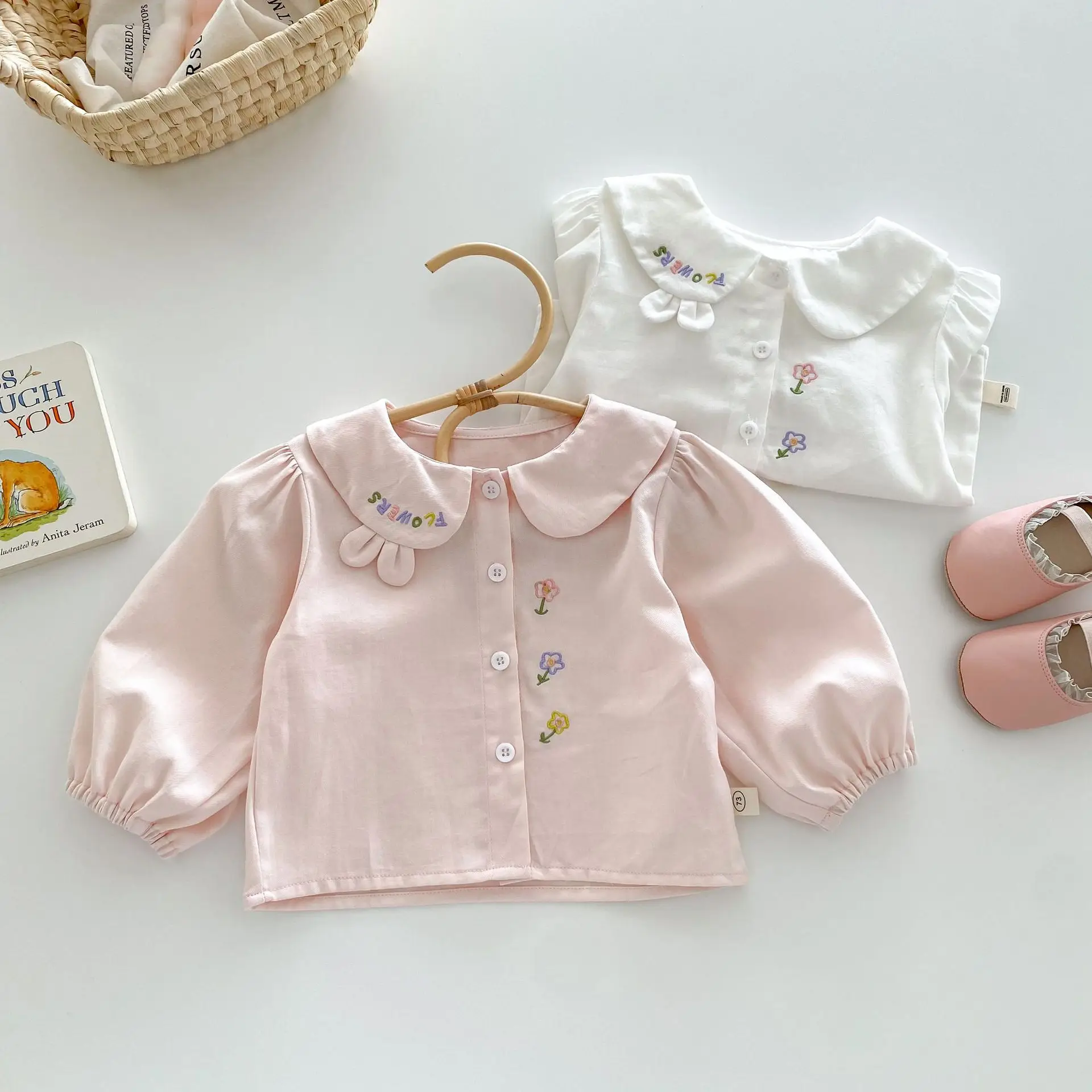 Girl's Shirt 2026 Autumn and Winter New Children's Clothing Korean Style Girl Baby Fashion Embroidery Lovely Shirt