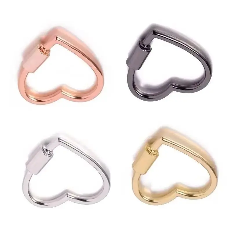 2026 Heart Shaped DIY Metal Keychain Opening Buckle Dog Chain Bag Lanyards Clip Hook Connection Accessory for Creative Crafting
