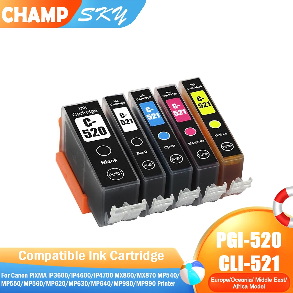 PGI-520 PGI 520 CLI 521 CLI-521 Color Compatible Ink Cartridge for Canon PIXMA IP3600/IP4600/IP4700 MX860/MX870 MP540 Printer