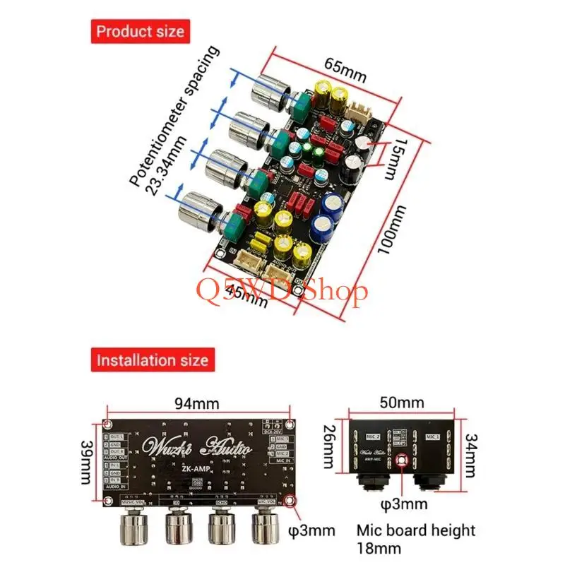 Q5WD Microphone Amplifier Board Karaoke Reverberation Board ZK-AMP view 6