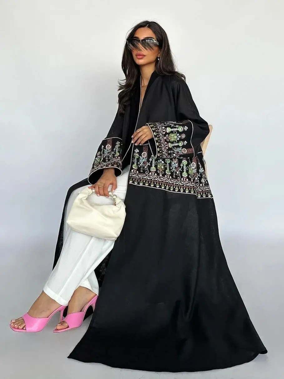 Ramadan Eid Open Kimono Abaya Dubai Luxury 2024 Muslim Abayas For Women Kaftan Dress Kebaya Islam Clothing Robe Femme Musulmane