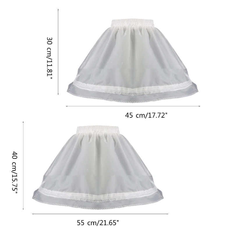 ZB91 Little Girl Petticoat Underskirt Girl Crinoline Underskirt A-line Petticoat Short  Underskirt For Lolita Dress with Hoop